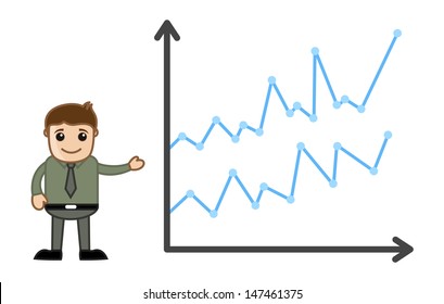 Man Presenting Graph - Business Cartoon Character Vector
