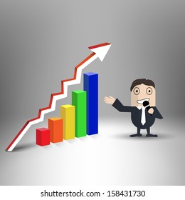 Man presenting the growth on chart