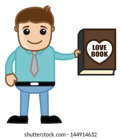Man Presenting a Love Book Vector Illustration