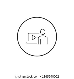 Man presenting video vector icon