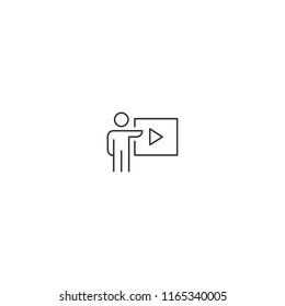 Man presenting video vector icon