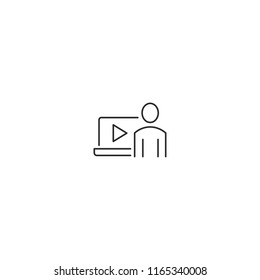 Man presenting video vector icon