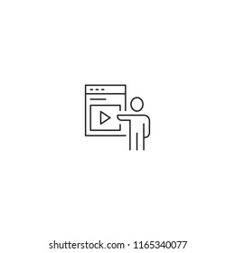 Man presenting video vector icon