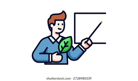 Un hombre presenta con hoja