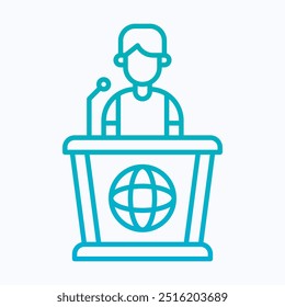 a man press conference vector icon, Isolated Lineal Gradient Vector Icon.