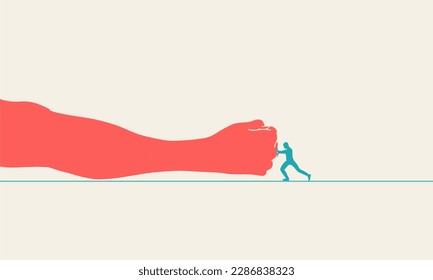 Man preventing punch attack of hand. Politic and social concept