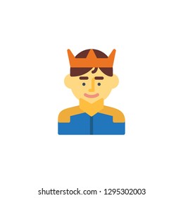 Man prince avatar flat icon, vector sign, colorful pictogram isolated on white. King with crown symbol, logo illustration. Flat style design