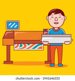 Vector de dibujos animados de la profesión del trabajador de impresión