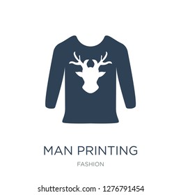man printing icon vector on white background, man printing trendy filled icons from Fashion collection, man printing vector illustration