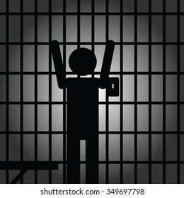 man in prison black vector silhouette