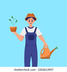 Man Profession as a Plant Farmer Illustration
