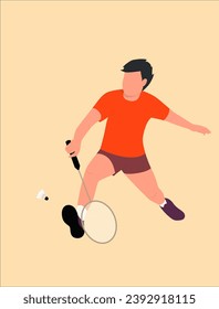 Un Hombre Profesional Jugador De Badminton Golpeando Un Bocadillo