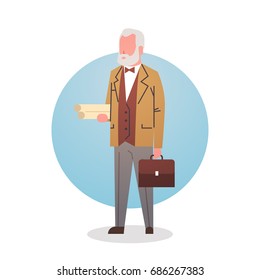 Man Professor Teacher Icon University Stuff Worker Professional Occupation Flat Vector Illustration