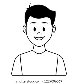 Man profile cartoon in black and white