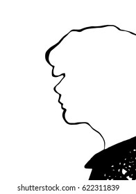 Man profile, hand drawn vector illustration