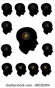 Man profile head, Isolated over background and groups, vector illustration