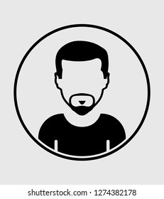Man profile Icon with circle shape on gray Background