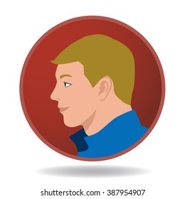 man profile icon, face as seen from the side, avatar, vector illustration