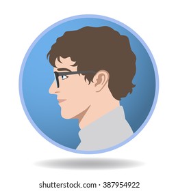 Man Profile Icon, Face As Seen From The Side, Avatar, Vector Illustration