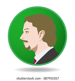 man profile icon, face as seen from the side, avatar, vector illustration