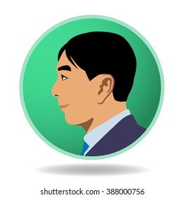 Man Profile Icon, Face As Seen From The Side, Avatar, Vector Illustration