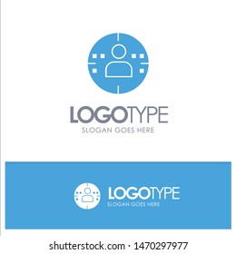 Man, Profile, Marketing Blue Solid Logo with place for tagline. Vector Icon Template background