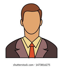 man profile portrait black icon in flat style isolated. Vector Symbol illustration