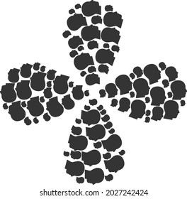 Man profile rotation burst. Object flower designed from oriented man profile items. Vector flower collage in flat style.