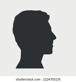 Man profile silhouette. Male face icon. Vector illustration on white background on white