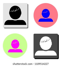 Man profile. simple flat vector icon illustration on four different color backgrounds