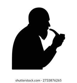 Man in profile smoking a pipe, symbolizing thinking, wisdom, and intellectual pursuits