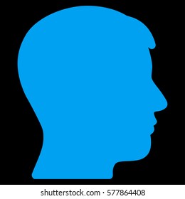 Man Profile vector icon. Flat blue symbol. Pictogram is isolated on a black background. Designed for web and software interfaces.