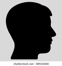 Man Profile vector icon. Flat black symbol. Pictogram is isolated on a light gray background. Designed for web and software interfaces.