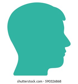 Man Profile vector icon. Flat cyan symbol. Pictogram is isolated on a white background. Designed for web and software interfaces.