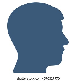 Man Profile vector icon. Flat blue symbol. Pictogram is isolated on a white background. Designed for web and software interfaces.