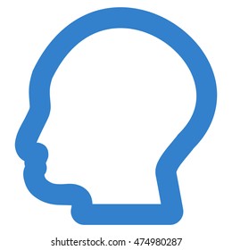 Man Profile vector icon. Style is stroke flat icon symbol, cobalt color, white background.