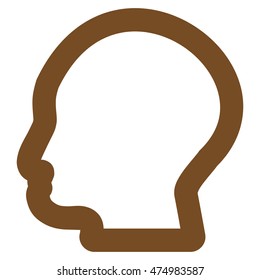 Man Profile vector icon. Style is linear flat icon symbol, brown color, white background.