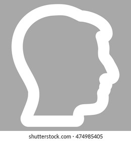 Man Profile vector icon. Style is linear flat icon symbol, white color, silver background.