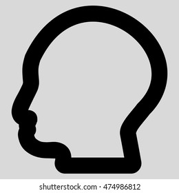 Man Profile vector icon. Style is linear flat icon symbol, black color, light gray background.