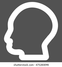 Man Profile vector icon. Style is contour flat icon symbol, white color, gray background.