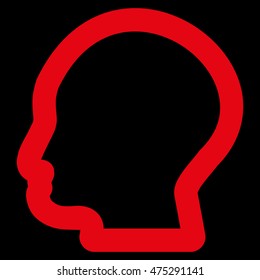 Man Profile vector icon. Style is linear flat icon symbol, red color, black background.