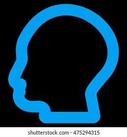 Man Profile vector icon. Style is contour flat icon symbol, blue color, black background.