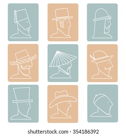 man in profile wearing a hat vector