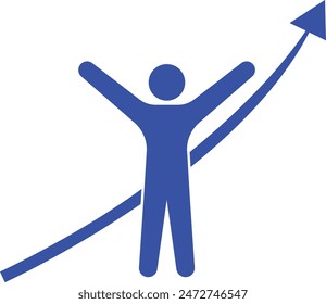 A man with a progress arrow vector