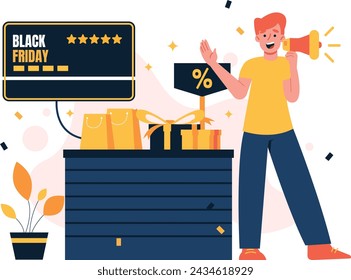 A man promoting black friday