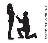 Man proposes women to marry him vector silhouette.