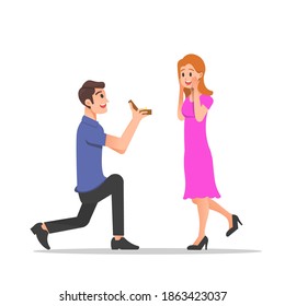 A man proposing to his girlfriend with a ring