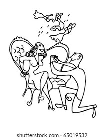 Man Proposing - Retro Clipart Illustration