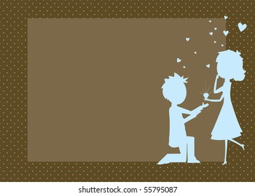 Man proposing to woman silhouette invitation