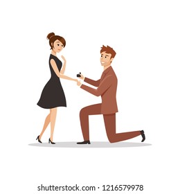 Man proposing to a woman standing on knee vector illustration